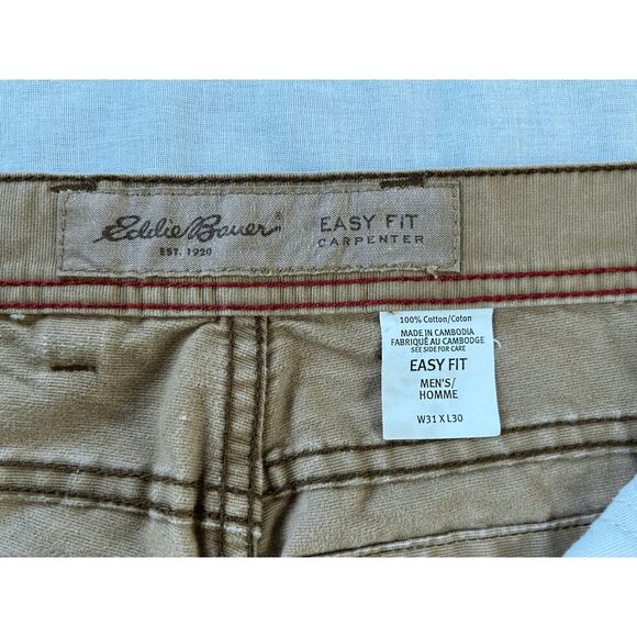 Men's Eddie Bauer Easy Fit Carpenter Pants, Size 31 x 30, 100% Cotton, Work - Picture 8 of 9